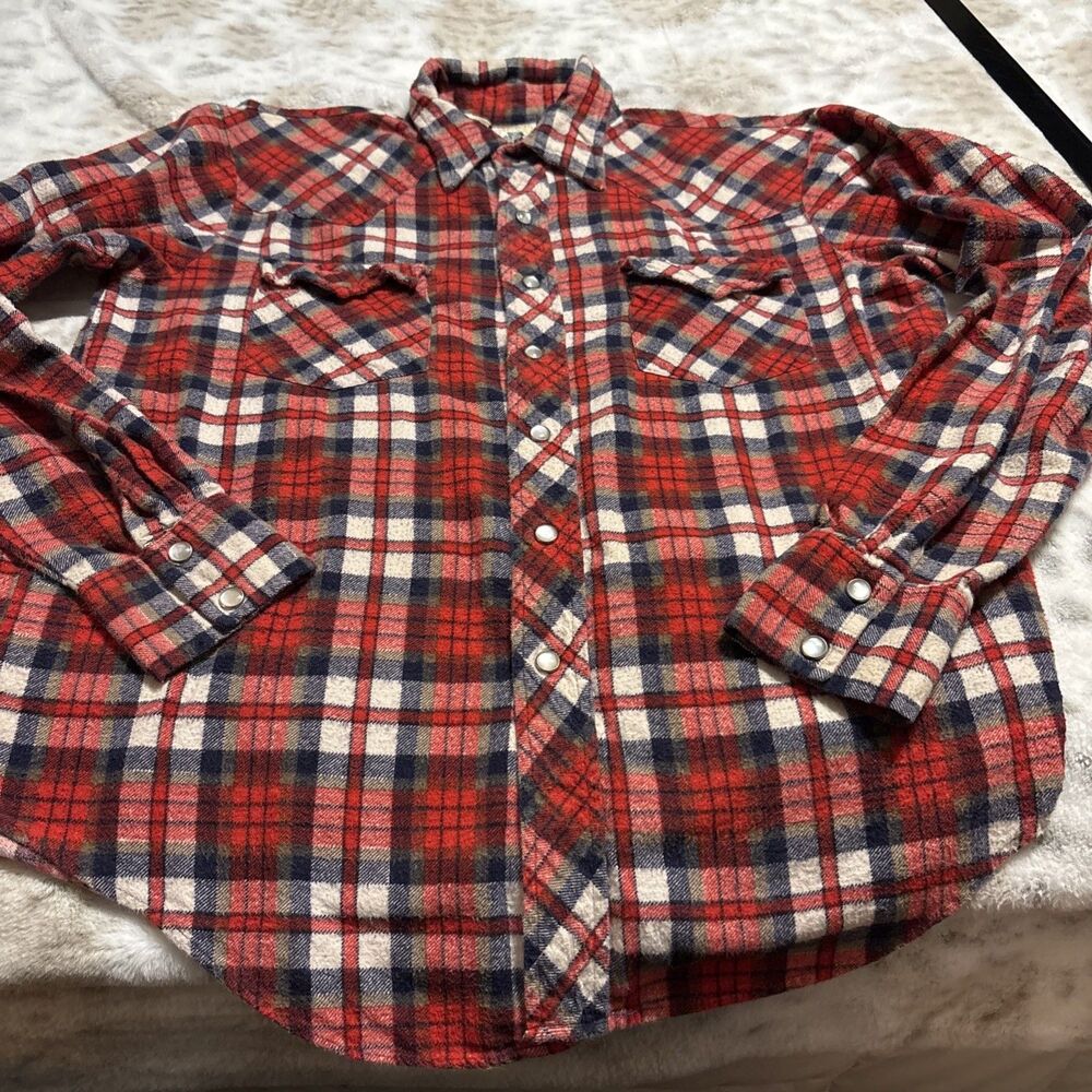 Vintage KEnnington Men's Western Plaid Long Sleeve Snap Shirt Medium Multicolor